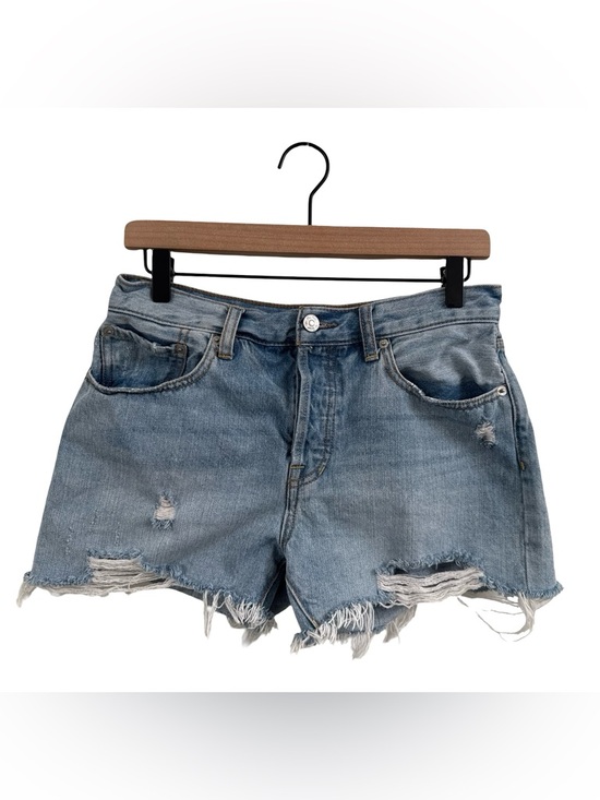 Free People Pants - Free People Washed Blue Distressed Denim Cutoff Shorts